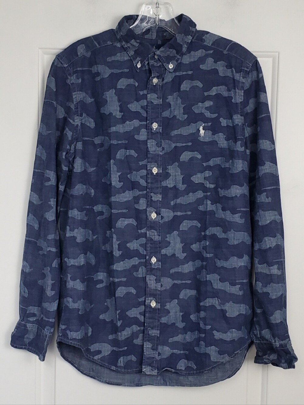 Polo Ralph Lauren Boys Chambray Camo Shirt Preppy - Size XL (18-20) - EUC